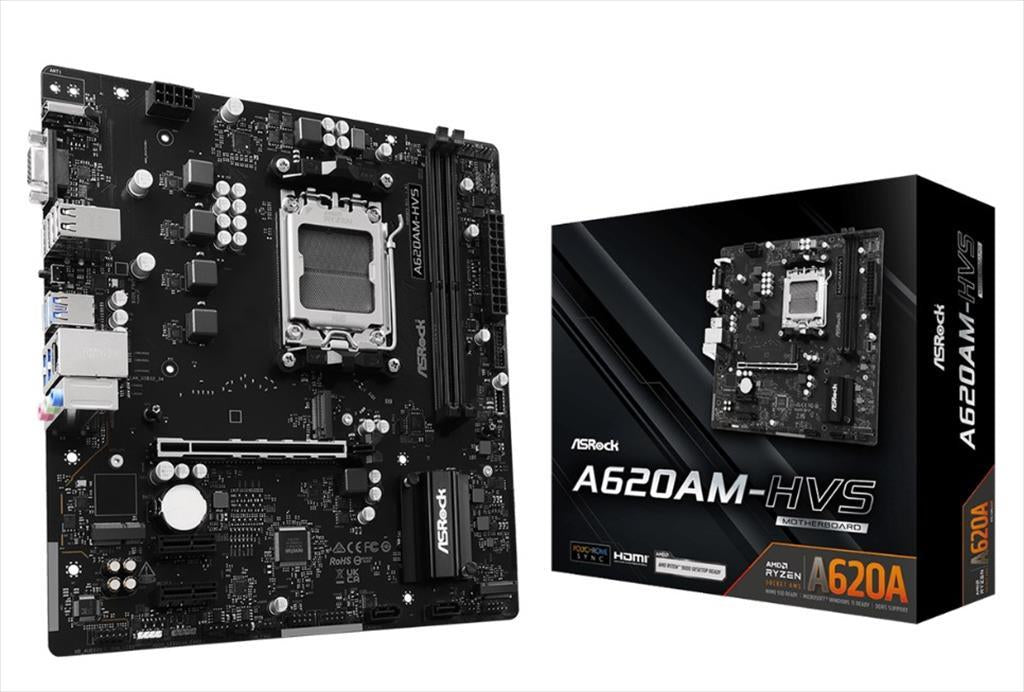 MB AM5 A620AM-HVS ASROCK, 2xDDR5 6800Mhz, 1xPCIex16 4.0, 2xPCIex1, 2x M.2, HDMI, VGA, 2xSATAIII, 90-MXBSR0-A0UAYZMB AM5 A620AM-HVS ASROCK, 2xDDR5 6800Mhz, 1xPCIex16 4.0, 2xPCIex1, 2x M.2, HDMI, VGA, 2xSATAIII, 90-MXBSR0-A0UAYZ