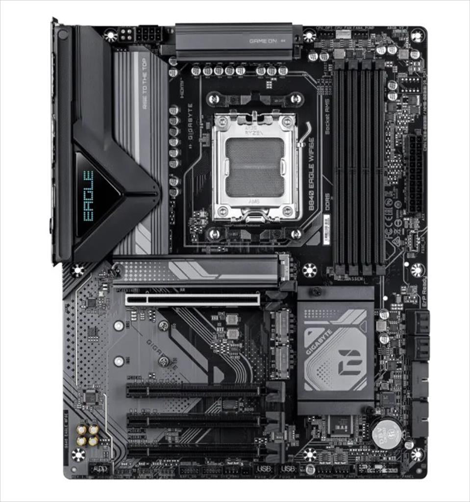 MB AM5 B840 EAGLE WIFI6E GIGABYTE 4xDDR5 8200Mhz (O.C), HDMI, DP, 1x PCI-Ex16 4.0,2x PCI-Ex4 3.0,1x PCI-Ex1 3.0 3xM.2,4xSATA3, 2.5G LAN, Wi-Fi 6E,BT 5.3