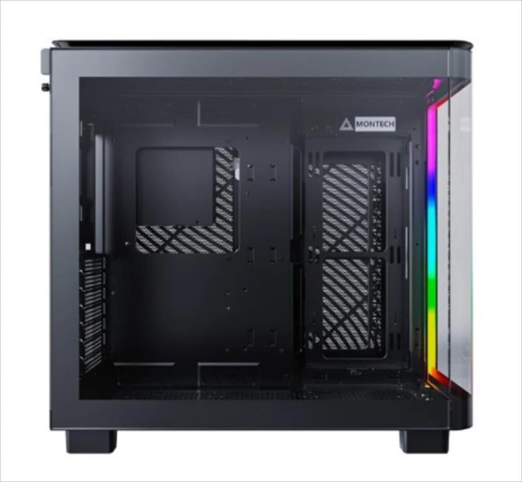 CASE MONTECH ATX Mid-Tower KING 95, x2 Tempered glass (one curved) + mesh Option, with ARGB Stripe, Black, KING95B