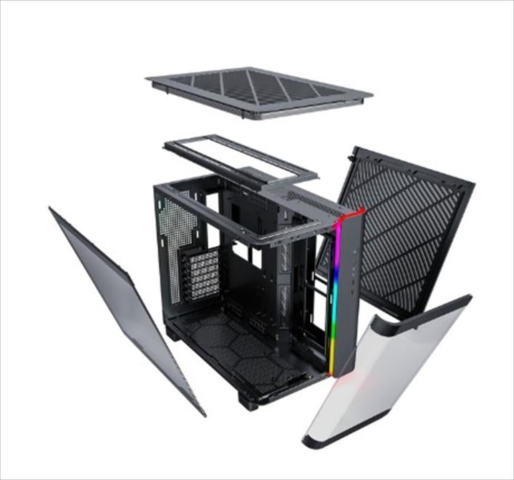 CASE MONTECH ATX Mid-Tower KING 95, x2 Tempered glass (one curved) + mesh Option, with ARGB Stripe, Black, KING95B