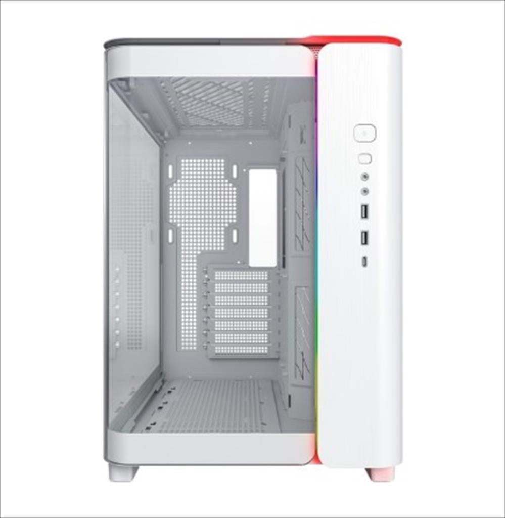 CASE MONTECH ATX Mid-Tower KING 95, x2 Tempered glass (one curved) + mesh Option, with ARGB Stripe, White, KING95W
