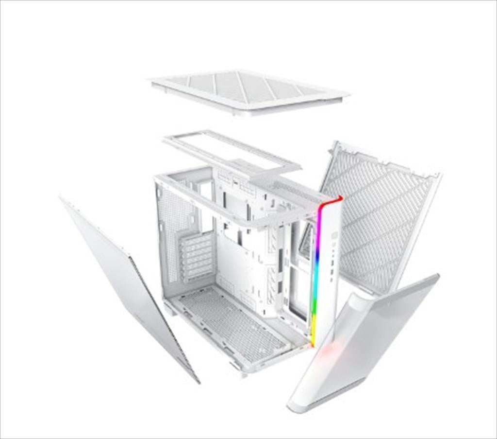 CASE MONTECH ATX Mid-Tower KING 95, x2 Tempered glass (one curved) + mesh Option, with ARGB Stripe, White, KING95W