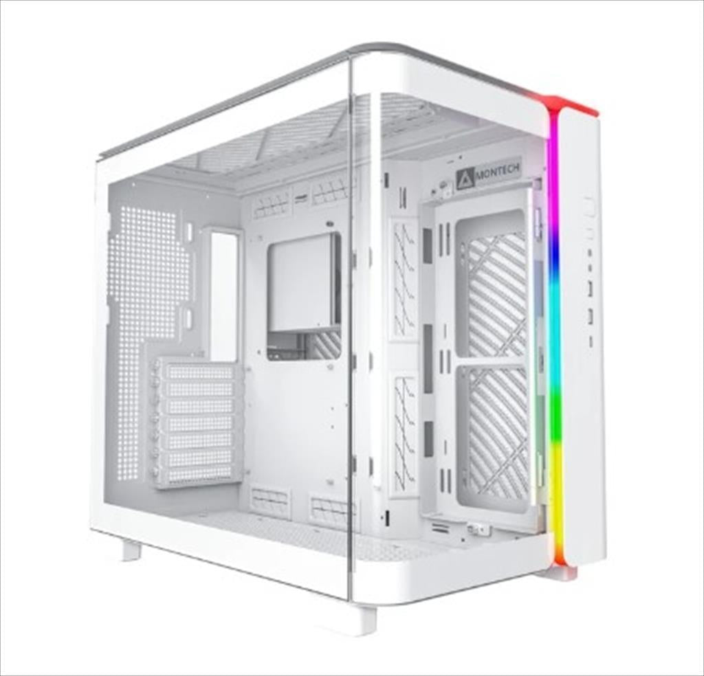 CASE MONTECH ATX Mid-Tower KING 95, x2 Tempered glass (one curved) + mesh Option, with ARGB Stripe, White, KING95W