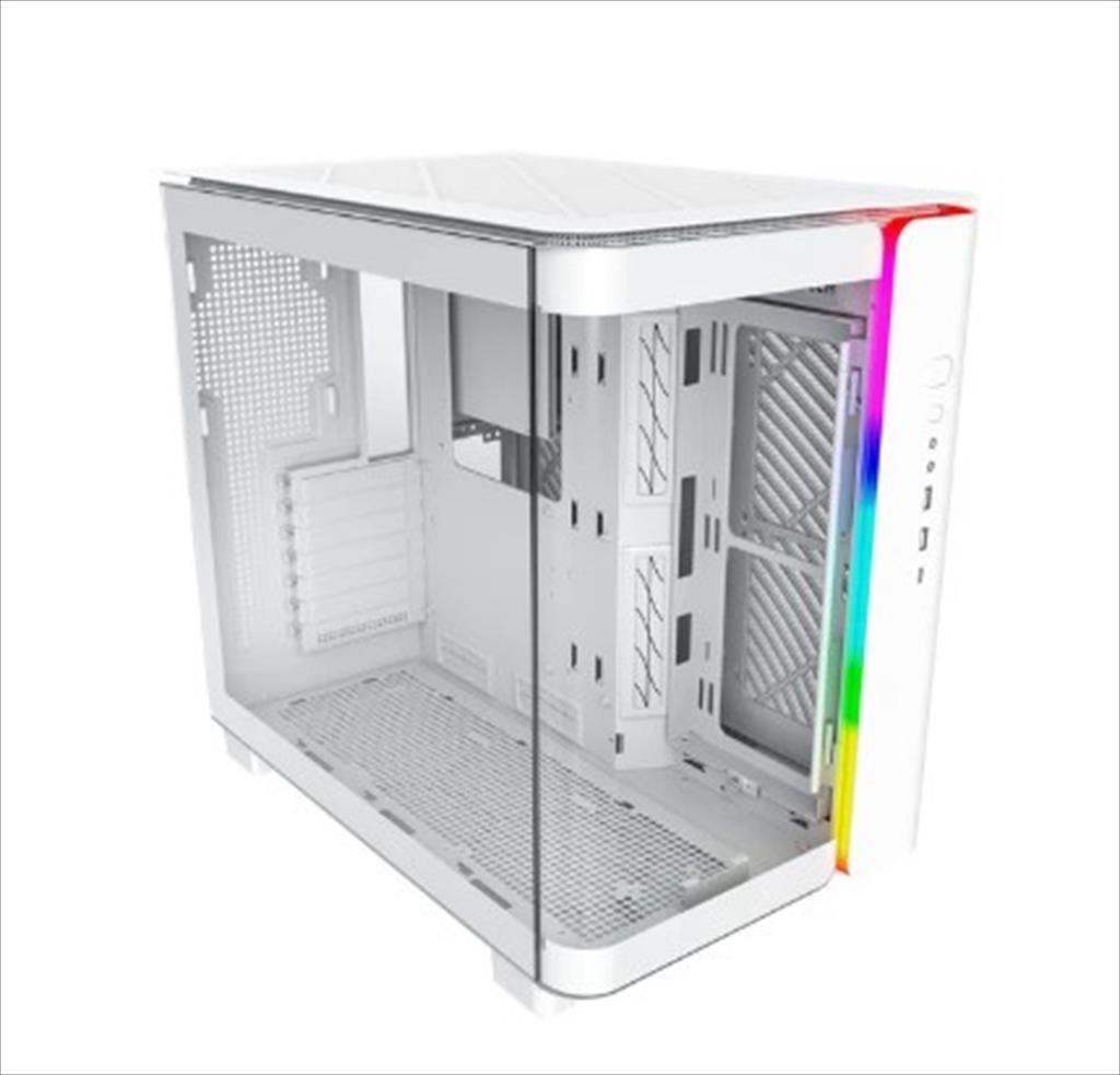 CASE MONTECH ATX Mid-Tower KING 95, x2 Tempered glass (one curved) + mesh Option, with ARGB Stripe, White, KING95W