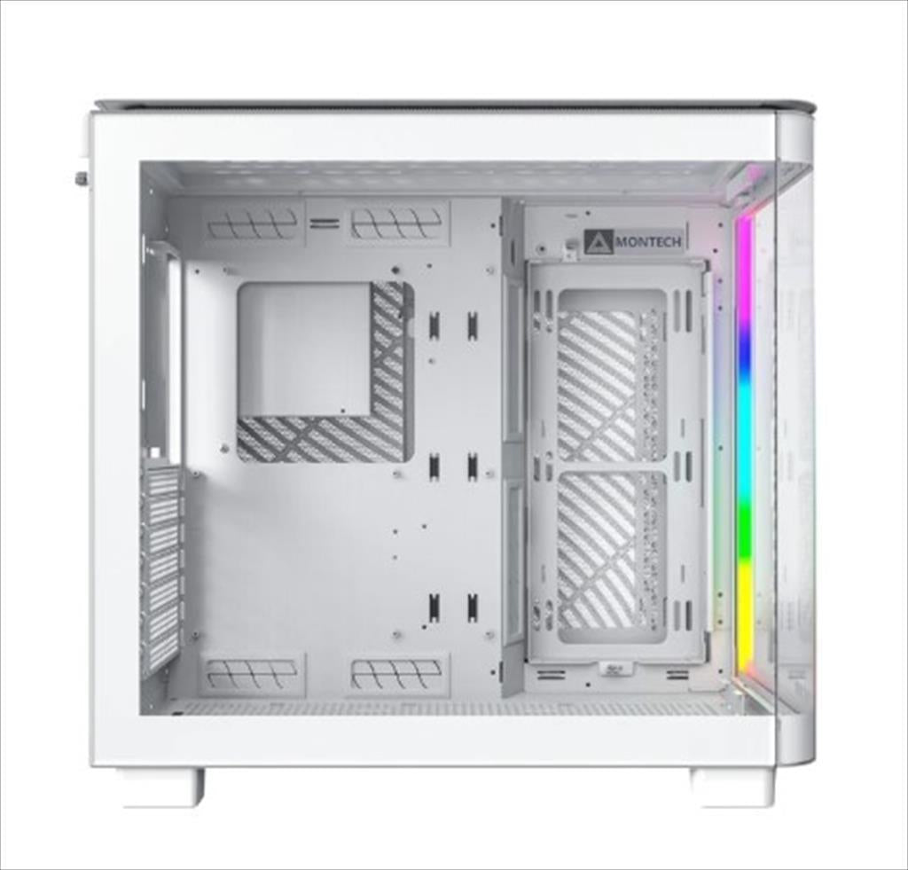 CASE MONTECH ATX Mid-Tower KING 95, x2 Tempered glass (one curved) + mesh Option, with ARGB Stripe, White, KING95W