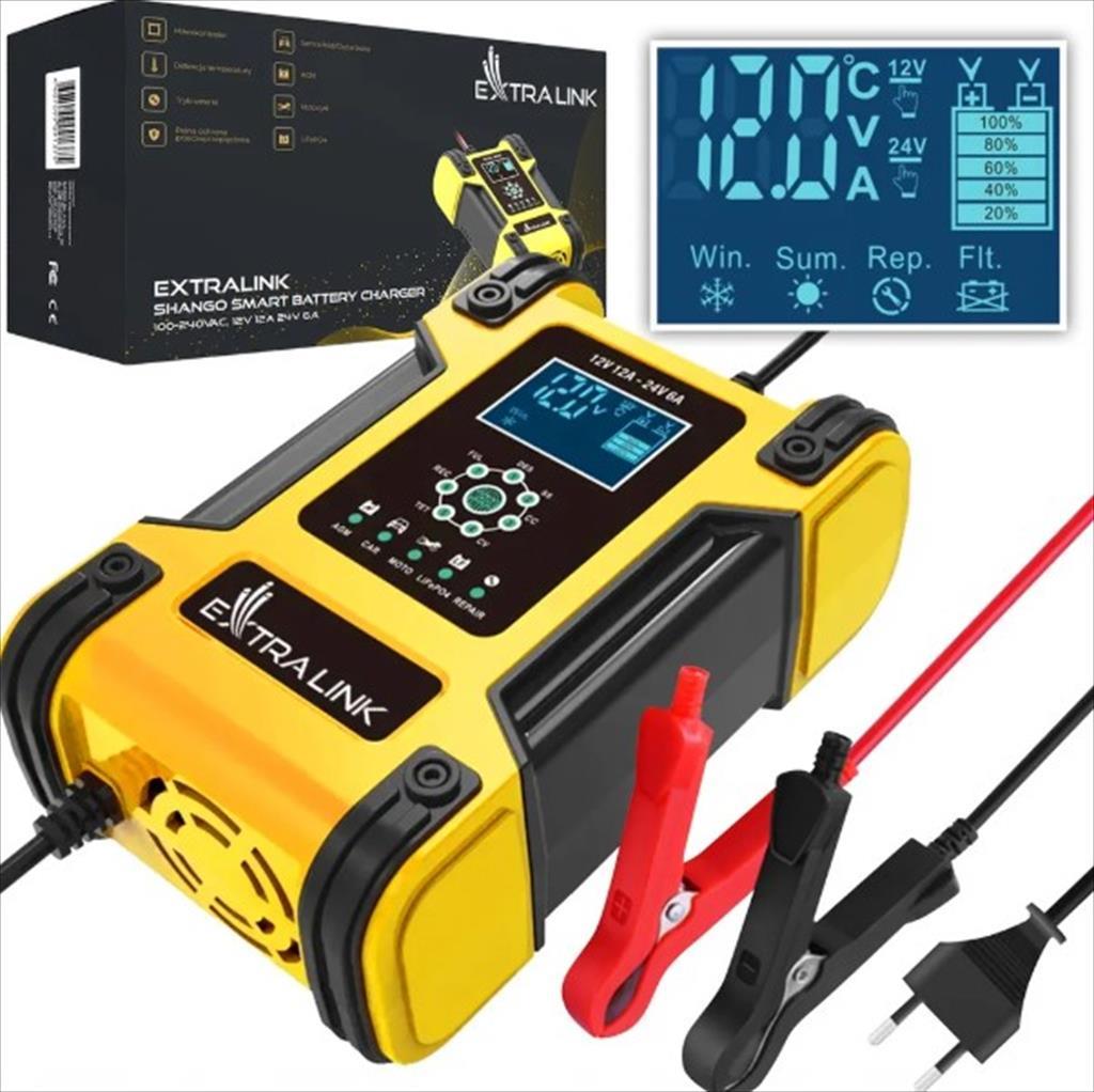 POWER CHARGER SMART EXTRALINK SHANGO, for 12V 12A and 24V 6A batteries