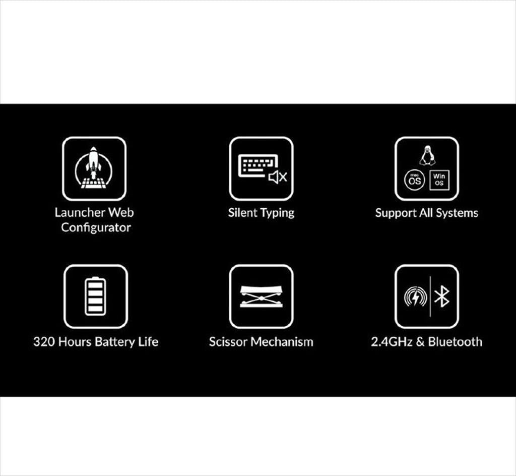 KEYBOARD WIRELESS KEYCHRON B36 SCISSOR MECHANISM FULL SIZE Multi-Device (Wired, 2.4Ghz,Bluetooth), Deel Black, B36-K9