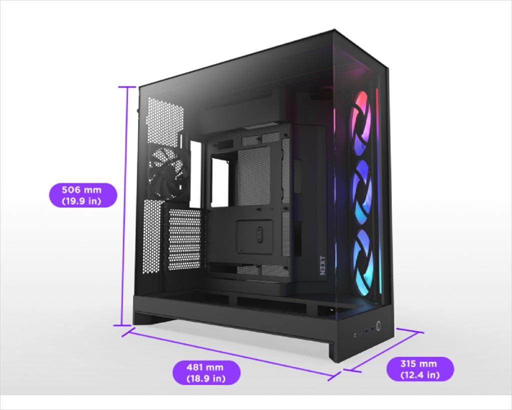 CASE NZXT ATX Mid-Tower H9 FLOW RGB (2025) w/2xWINDOWS + Top MESH, F420 RGB Core single-frame fan,F120Q (CV) fan, USB-C 3.2, 2xUSB-A 3.2, Black CM-H92FB-R1