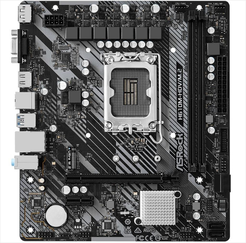 MB 1700 H610M-HDV/M.2 R2.0 ASROCK, 2xDDR4 3200MHz, M.2, VGA,HDMI, DP PCIex16 4.0, 1xPCIex1 3.0, 4xSATAIII, 2xUSB3.2Gen1, Gigabit LAN