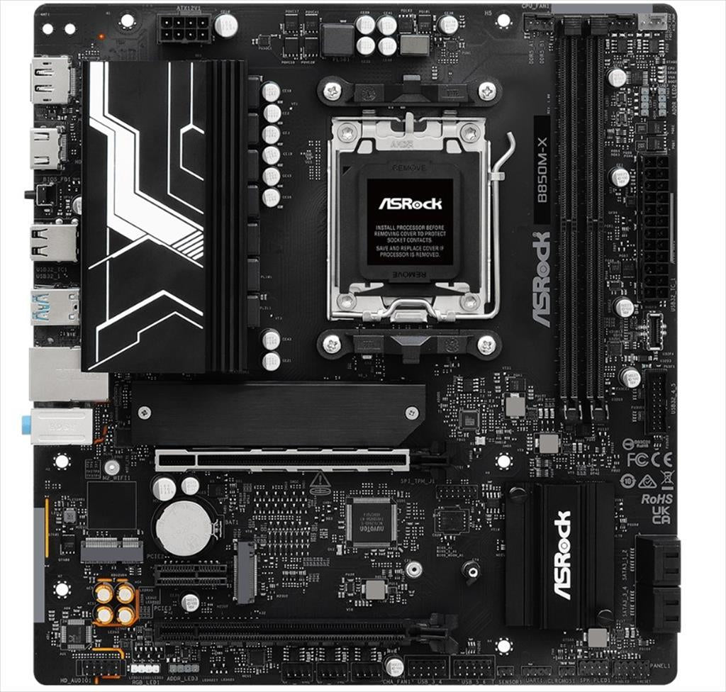 MB AM5 B850M-X ASROCK 2xDDR5 8200Mhz (O.C), HDMI, DP,  PCI-Ex16 4.0, 1xPCI-Ex4 4.0, 1xPCI-Ex1 4.0, 2x M.2 , 4xSATAIII, 2.5G LAN