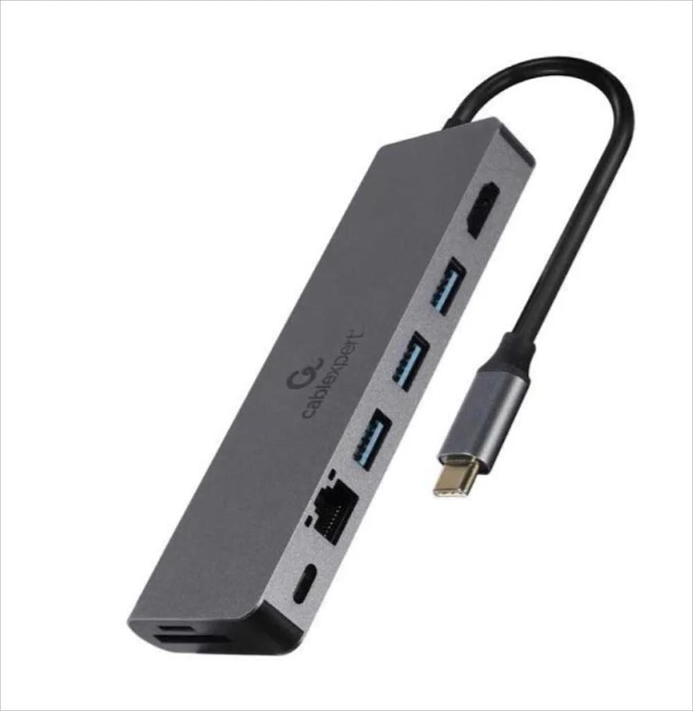 DOCKING STATION TYPE-C 5 in1, HDMI / 3x USB 3.1 / RJ45/ Type-C PD max 100W/  Card reader/CABLEXPERT/ Space gray/ A-CM-COMBO5-05