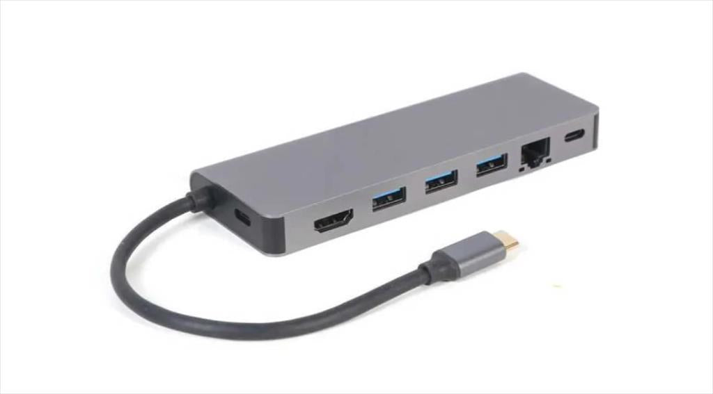 DOCKING STATION TYPE-C 5 in1, HDMI / 3x USB 3.1 / RJ45/ Type-C PD max 100W/  Card reader/CABLEXPERT/ Space gray/ A-CM-COMBO5-05