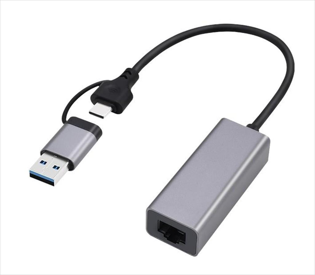 NET LAN USB TYPE-C/USB 3.2 10/100/1000 CABLEXPERT, Grey, A-USB3AC-LAN-01