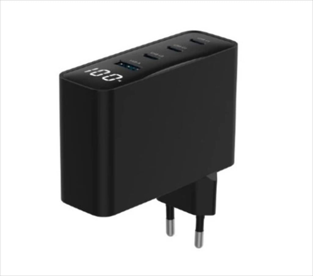 PHONE CHARGER FAST GEMBIRD 4-PORT (USB-A/3xUSB-C) GaN 100W w/LCD, TA-UC-PDQC100LCD-01-BK