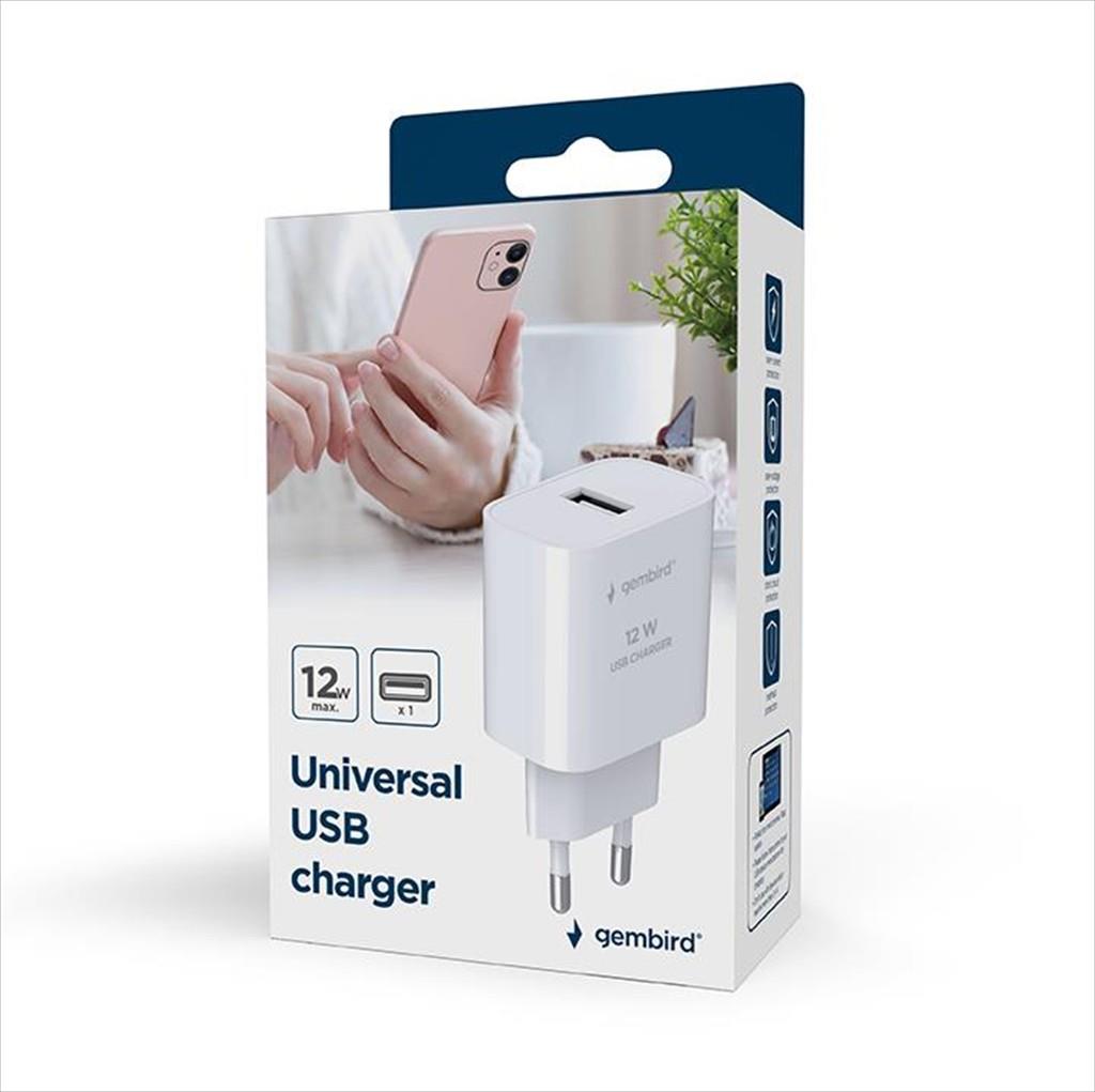 PHONE CHARGER GEMBIRD USB 5 V / 2.4 A, UNIVERSAL, TA-UC-1A12-01