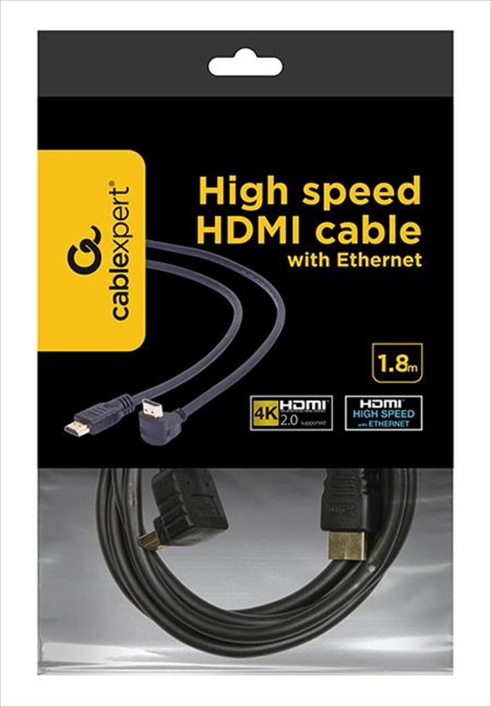 CABLES MONITOR HDMI M-M 1.8m w/90 degrees angled connector CABLEXPERT CC-HDMI490-6