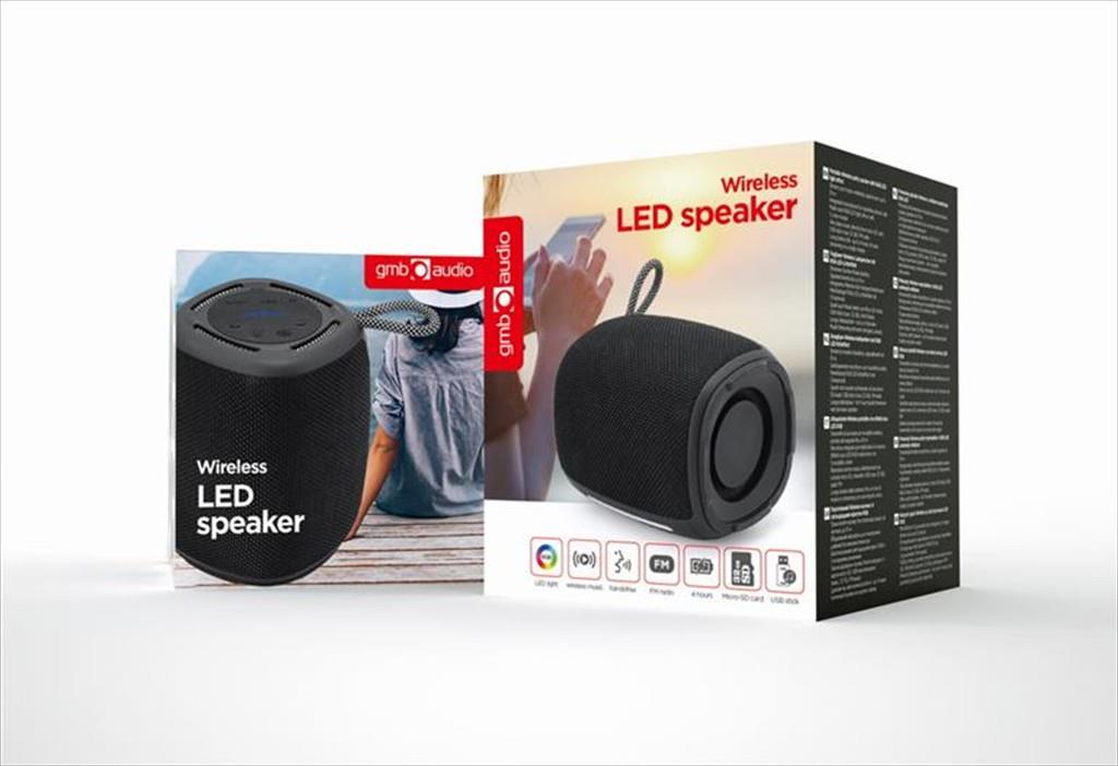 SPEAKERS BLUETOOTH GEMBIRD SPEAKER LED, 5W, USB Type-C, SPK-BT-LED-03-BK
