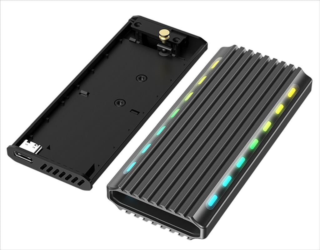 ENCLOSURE SSD USB 3.1 Type-C GEMBIRD for NVMe RGB aluminium, EE2280-U3C-03