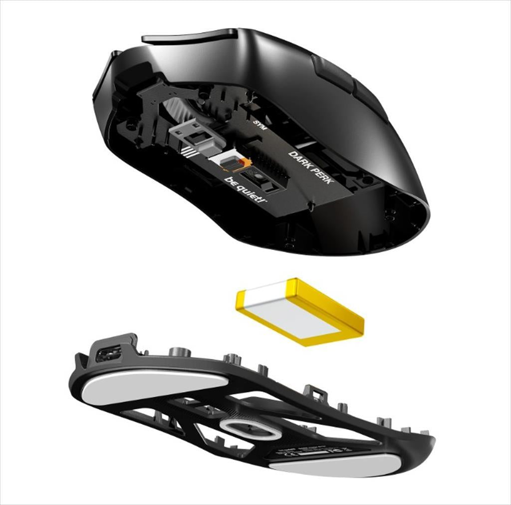 MOUSE WIRELESS USB BE QUIET! DARK PERK SYM (PixArt PAW3950 sensor), Symmetrical shape, 32000 DPI, 55 g, 8K polling rate, 2.4GHz, PTFE glide skates, Black, BM008