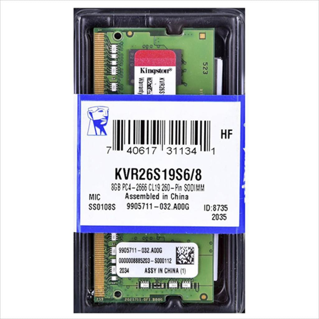RAM SO DIMM DDR4 8GB 2666MHz KINGSTON CL19 KVR26S19S6/8