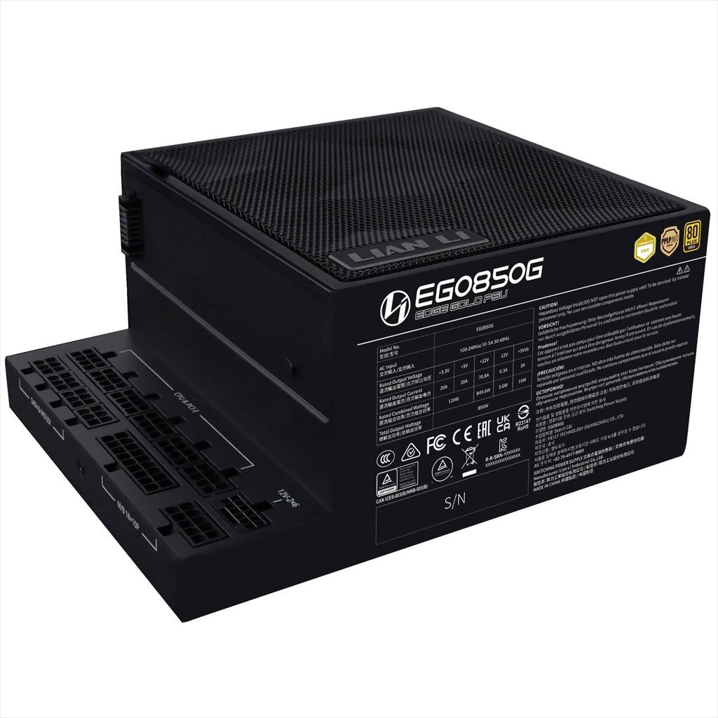 PSU 850W LIAN LI EDGE GOLD EG0850 80+ GOLD PCIe 5.1 (L-Shape, w/x4 USB 2.0 & 6 PWM headers), FULL MODULAR Black, EG0850G