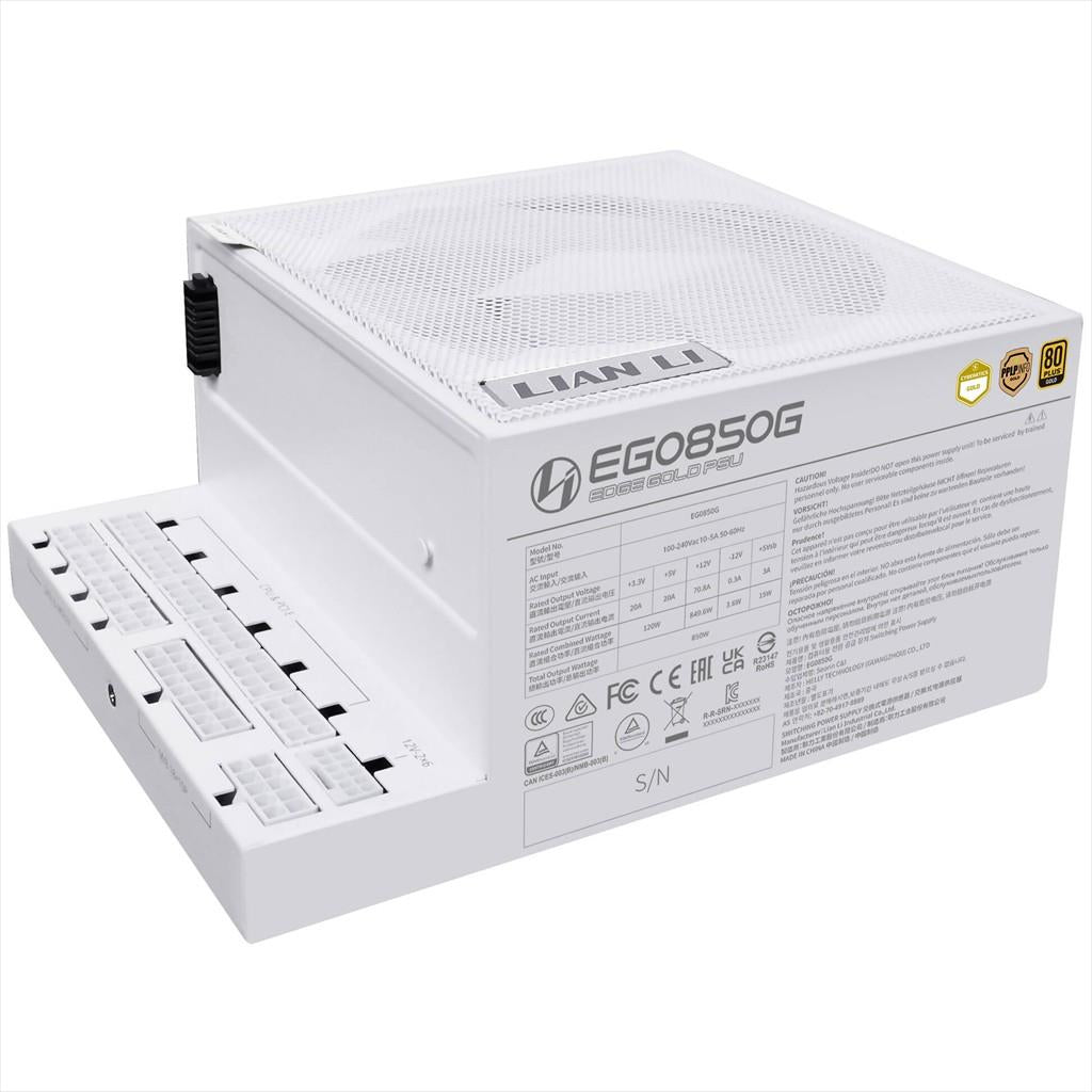 PSU 850W LIAN LI EDGE GOLD EG0850 80+ GOLD PCIe 5.1 (L-Shape, w/x4 USB 2.0 & 6 PWM headers), FULL MODULAR White, EG0850G