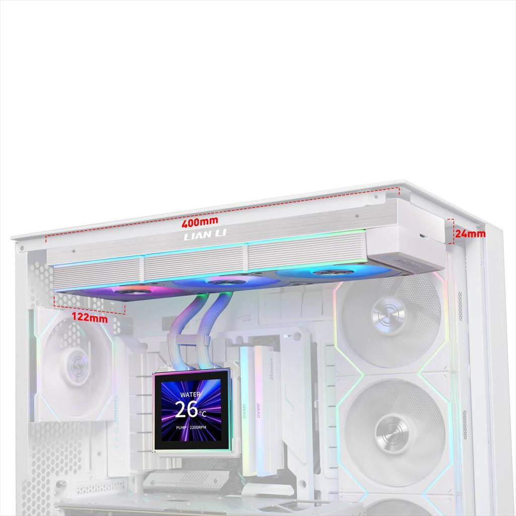 COOLERS CPU AIO LIAN LI HydroShift II LCD-S 360CL, 3x120mm FAN RGB, LCD Display 3.4" IPS, WHITE, GHS2LCDS36CW