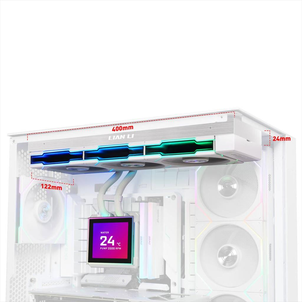 COOLERS CPU AIO LIAN LI HydroShift II LCD-S 360TL, 3x120mm FAN RGB, LCD Display 3.4" IPS, WHITE, GHS2LCDS36TW