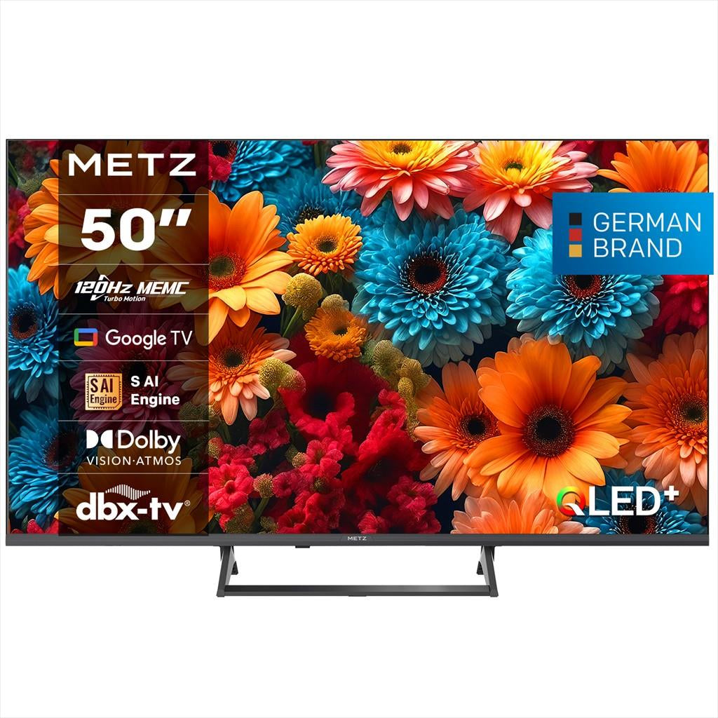 CE TV LED SMART 50" METZ TV,  QLED UHD, 4K, 120Hz, HDMI, USB, GOOGLE TV, Black, 50MQF7500Z