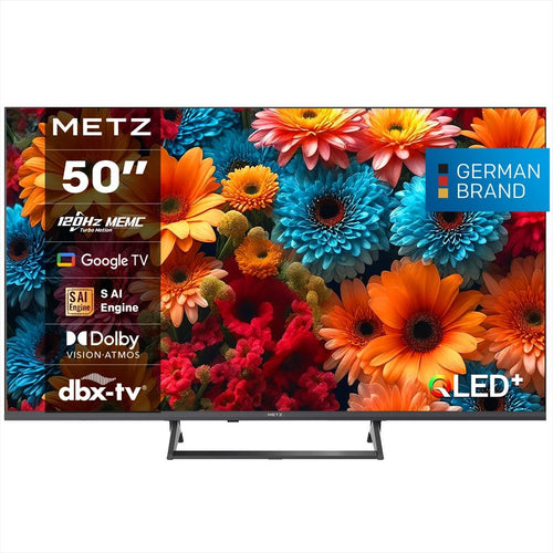 CE TV LED SMART 50" METZ TV,  QLED UHD, 4K, 120Hz, HDMI, USB, GOOGLE TV, Black, 50MQF7500Z