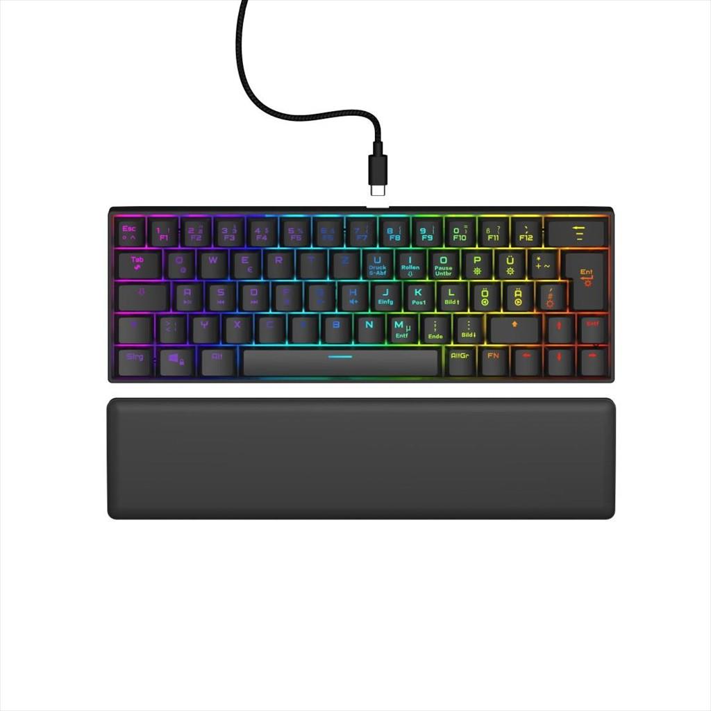 KEYBOARD MECHANICAL MINI HAMA RAGE EXODUS 760 RGB LED 60% w/palm rest OUTEMU Red switch , Black, 217828