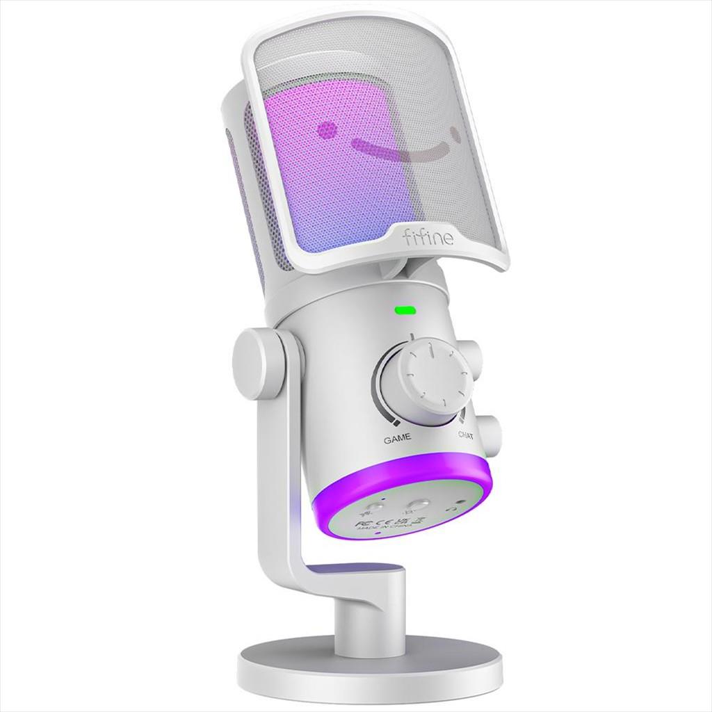 MICROPHONE FIFINE AМ6 RGB, USB Type-C, 2.0m cable, White, AМ6