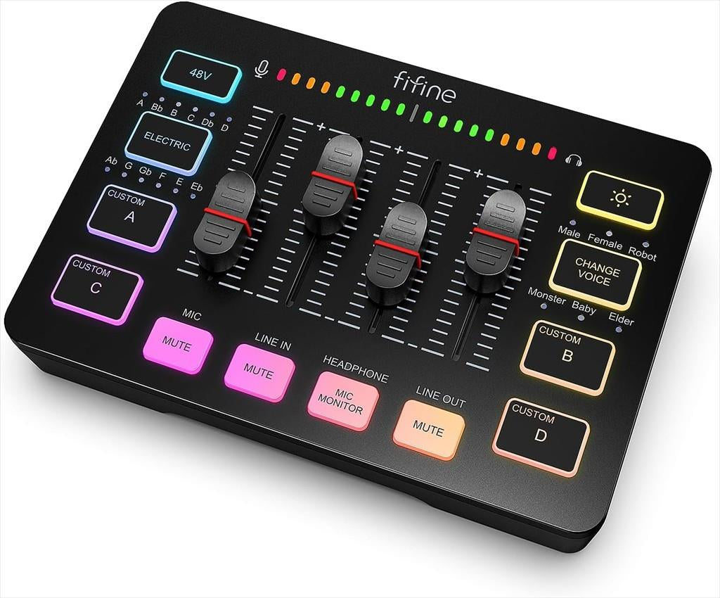 SOUND MIXER FIFINE SC3 RGB Audio Interface, 3.5mm/USB-C/XLR, Black
