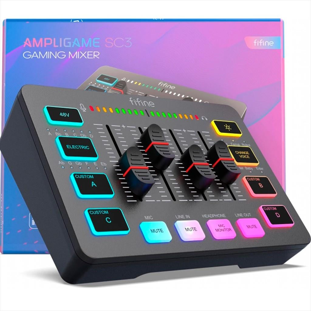 SOUND MIXER FIFINE SC3 RGB Audio Interface, 3.5mm/USB-C/XLR, Black