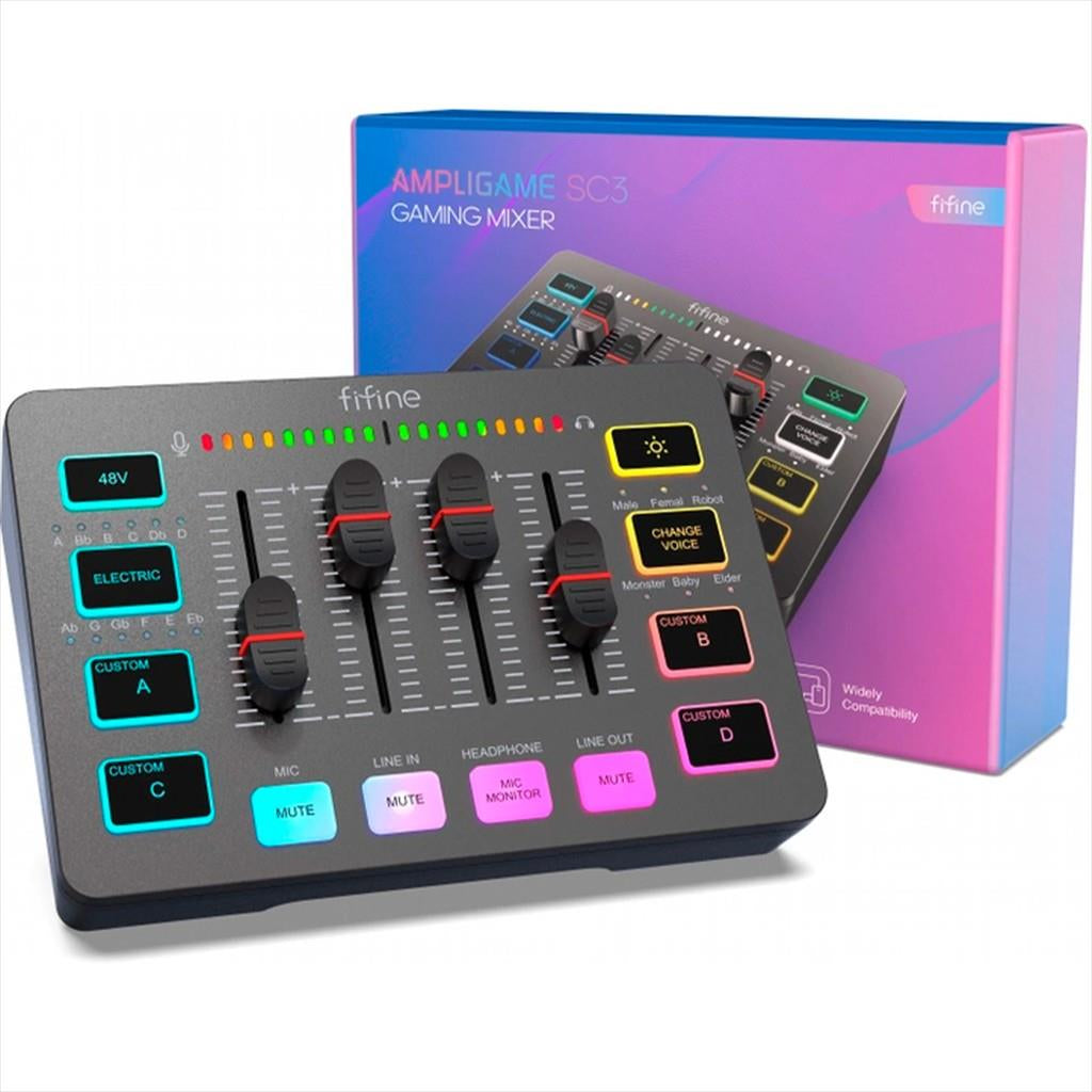 SOUND MIXER FIFINE SC3 RGB Audio Interface, 3.5mm/USB-C/XLR, Black