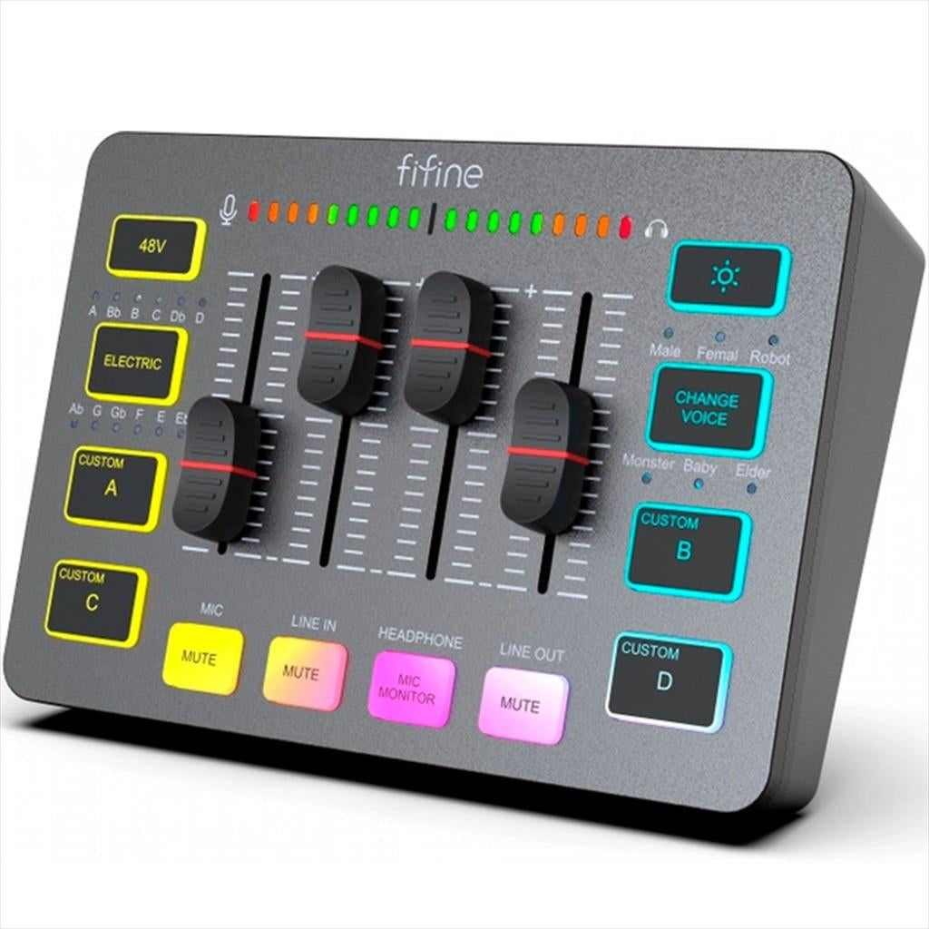 SOUND MIXER FIFINE SC3 RGB Audio Interface, 3.5mm/USB-C/XLR, Black