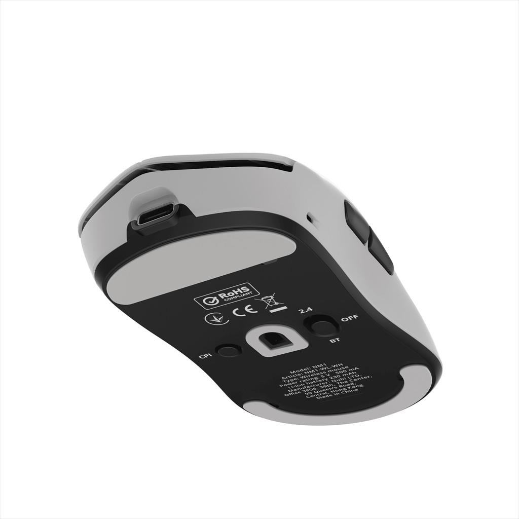 MOUSE WIRELESS NUBI NM1, 2.4Ghz/BLUETOOTH/USB-C, 39g, 26000 DPI, 1000Hz, White, NM1-WL-WH