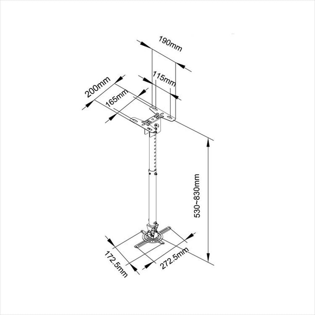 PROJECTOR CEILING MOUNT ESTILLO C718, 530mm to 1410mm, max.13.6KG, White, 108786