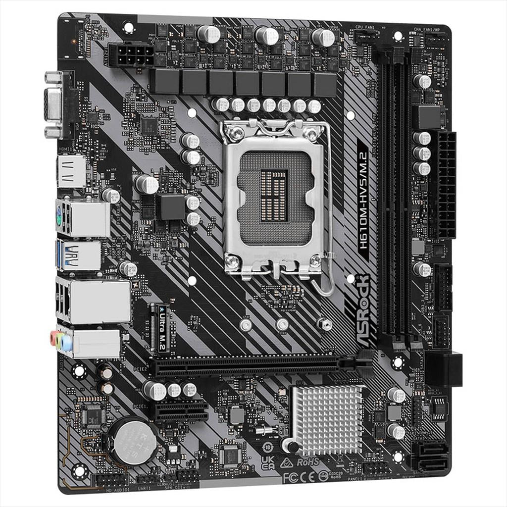 MB 1700 H610M-HVS/M.2 R2.0 ASROCK, 2xDDR4 3200MHz, M.2, VGA,HDMI, PCIex16 4.0, 1xPCIex1, 4xSATAIII, 2xUSB3.2Gen1, Gigabit LAN, H610M-HVS