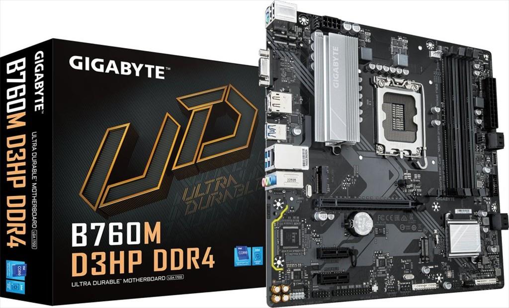 MB 1700 B760M D3HP DDR4 GIGABYTE, 4xDDR4 5333MHz(OC), 2xM.2, VGA, HDMI, PCIex16, 2xPCIex1, 4xSATAIII, 5xUSB3.2Gen1,2xUSB 2.0,1xType-C,2.5Gb LAN