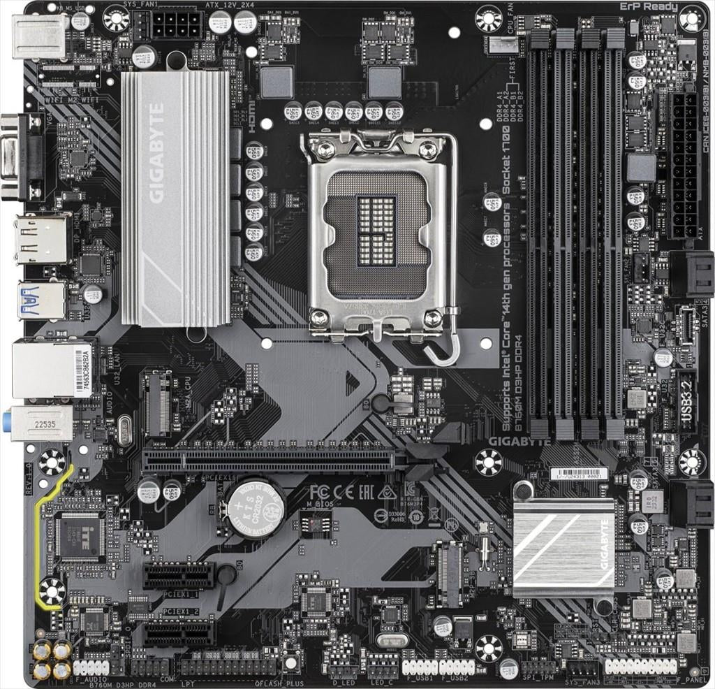 MB 1700 B760M D3HP DDR4 GIGABYTE, 4xDDR4 5333MHz(OC), 2xM.2, VGA, HDMI, PCIex16, 2xPCIex1, 4xSATAIII, 5xUSB3.2Gen1,2xUSB 2.0,1xType-C,2.5Gb LAN