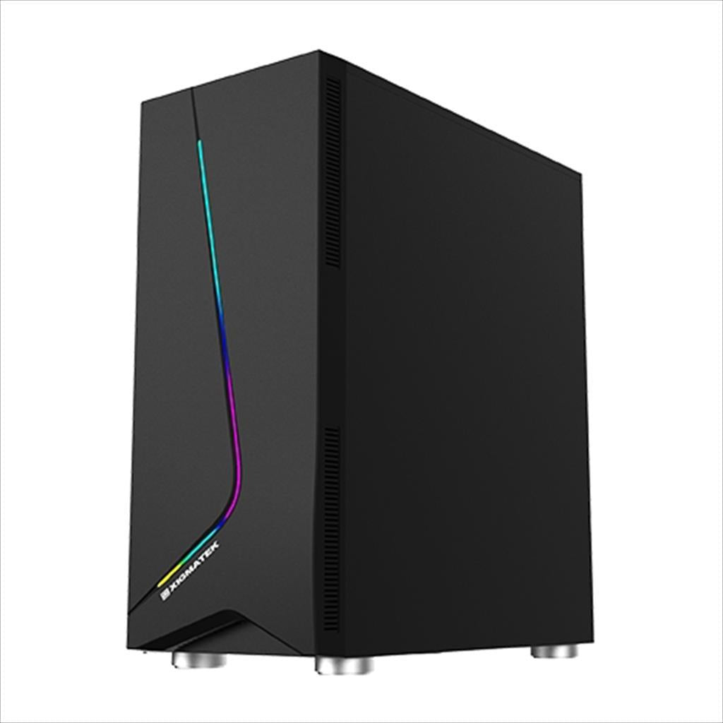 CASE XIGMATEK ATX mid-Tower EROS w/Tempered glass , Rainbow LED Front Panel, 1x120mm LED RGB fan, w/o OD DVD slot, EN43378