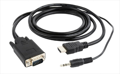 CABLES MONITOR HDMI to VGA & Audio 1.8m Black, CABLEXPERT, A-HDMI-VGA-03-6