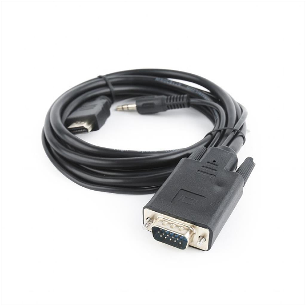 CABLES MONITOR HDMI to VGA & Audio 1.8m Black, CABLEXPERT, A-HDMI-VGA-03-6
