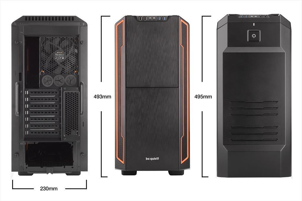 CASE BE QUIET! ATX Mid-Tower Silent Base 600, 1x120mm & 1x140mm Pure WIngs 2, Fan controller, w/WINDOW and OD DVD slot, Orange, BGW05