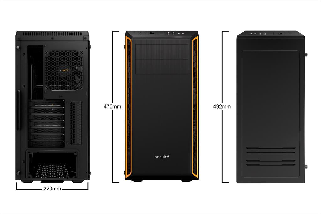 CASE BE QUIET! ATX Mid-Tower Pure Base 600, 1x140mm Pure Wings 2,1x120mm Pure Wings 2, Extra insulation mats, w/ WINDOW, w/ OD DVD slot, Orange BGW20