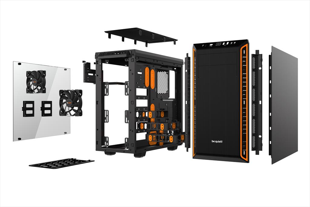 CASE BE QUIET! ATX Mid-Tower Pure Base 600, 1x140mm Pure Wings 2,1x120mm Pure Wings 2, Extra insulation mats, w/ WINDOW, w/ OD DVD slot, Orange BGW20