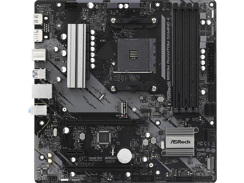 MB AM4 B550M Phantom Gaming 4 ASROCK 4xDDR4 4733Mhz(O.C), 1xPCIex16 4.0,1xPCIex16 3.0, 1xPCIex1, HDMI, DP, 4xSATAIII, 2xM.2, 8xUSB 3.2 Gen1