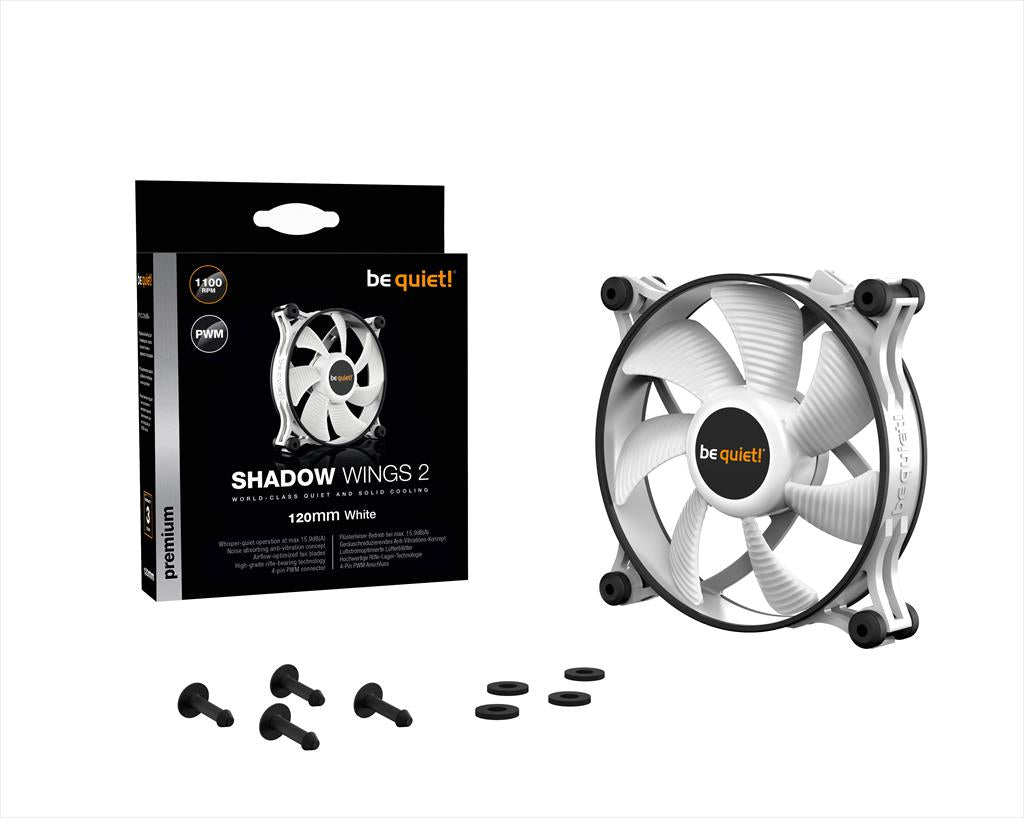 COOLERS CASE FAN 120mm BE QUIET! SHADOW WINGS 2 PWM White 1.100rpm, DURABLE RIFLE BEARING, BL089