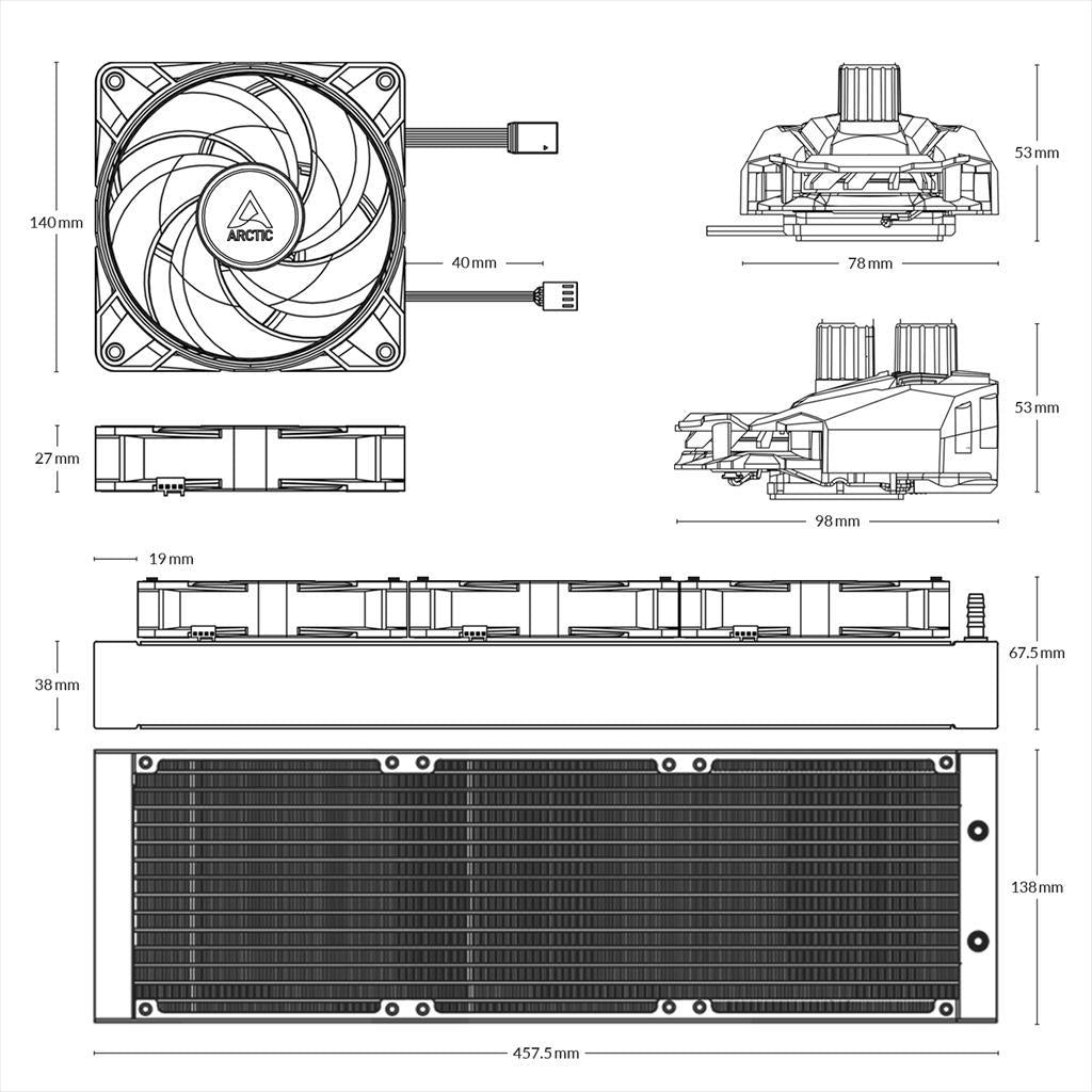 COOLERS CPU AIO ARCTIC LIQUID FREEZER II 420, 3x140mm P14 PWM A-RGB fans, ACFRE00109A